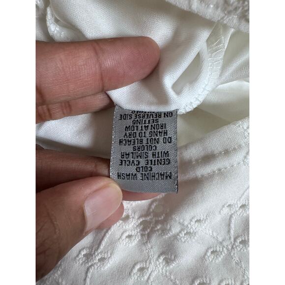 J for Justify White Deep Plunge Romper Sleeveless Eyelet Sun Skort Dress Size L - Picture 3 of 7